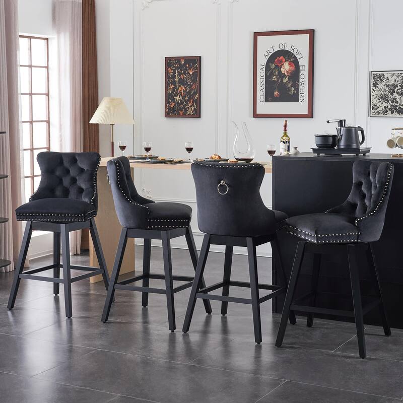 26"/29" Velvet Swivel Counter and Bar Height Stools (Set of 1/2/3/4)