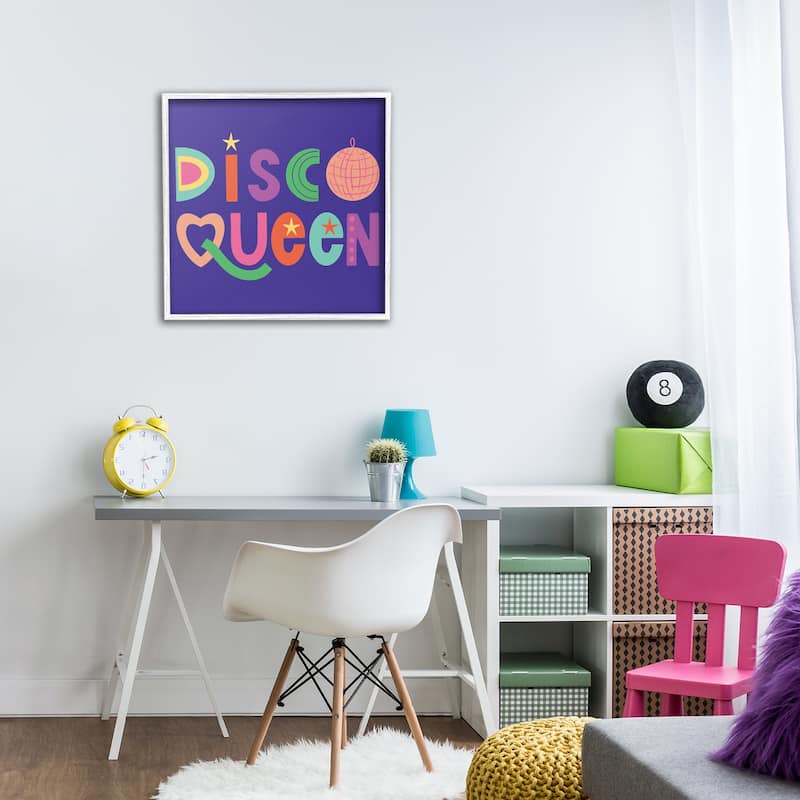 Stupell Disco Queen with Retro Letters Framed Giclee Art Design By Sazerelli Designs