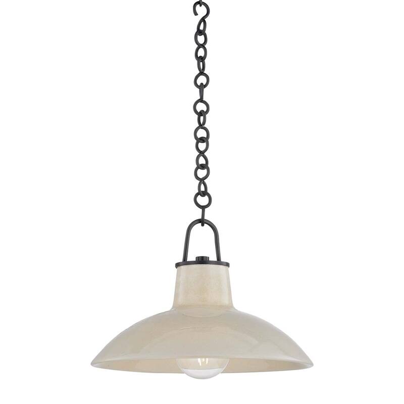Hudson Valley Lighting 1914 Pottersville 13" Wide Pendant - Distressed Bronze / Ceramic Ivory Crackle
