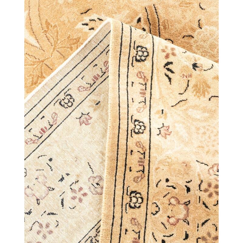 Overton Hand Knotted Wool Vintage Inspired Traditional Mogul Beige Area Rug - 6' 3" x 9' 2"