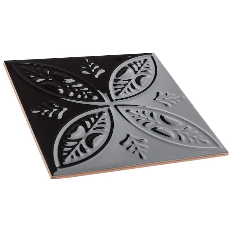 Merola Tile Trend Black 8" x 8" Ceramic Wall Tile