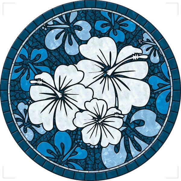 slide 2 of 5, Blue Hawaiian Hibiscus Decorative Pool Mat - Pool Art