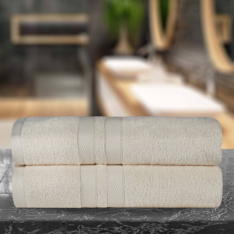 Cotton Quick-Drying 2 Piece Absorbent Solid Bath Sheet Set by Superior - Ivory