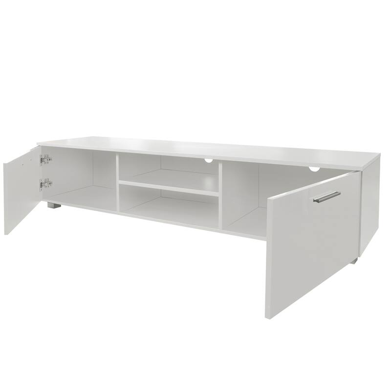63" Modern TV Stand with Open Shelves & Cabinets for TVs Up to 70"