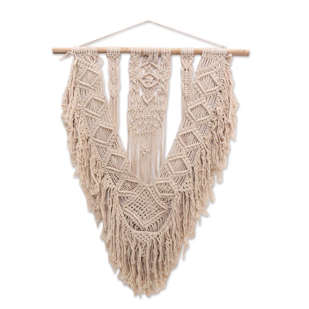 Novica Handmade Arrowhead Cotton Macrame Wall Hanging