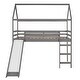 preview thumbnail 3 of 8, Twin Size Loft Bed with Slide, House-shaped Bed with Ladder, Pine Wooden Bed with Guardrails for Bedroom, Gray