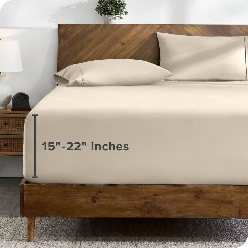 Bare Home Ultra-Soft Microfiber 22 Inch Extra Deep Pocket Fitted Sheet - Queen - Sand