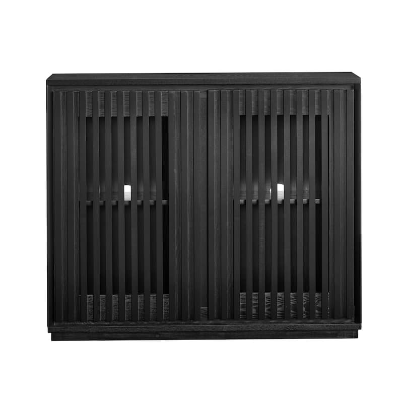 Modern Fluted Hollowed Out Sideboard Cabinet with 2 Outlet Holes, Buffet Cabinet with Storage, Storage Cabinet for Living Room