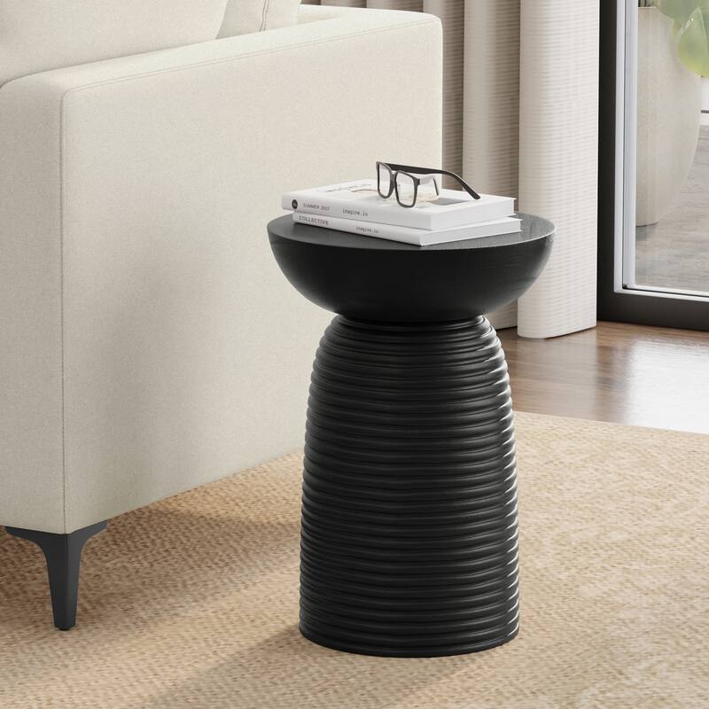 WYNDENHALL Willis 13" Wide Solid Wood Contemporary Accent Table & Fully Assembled - 12.6" D x 12.6" W x 17.7" H - Medium Black