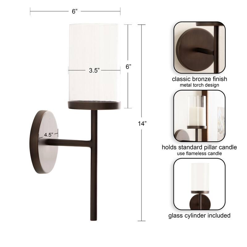 Kate and Laurel Blaise Metal Wall Sconce