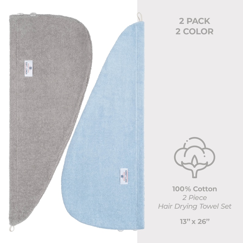 American Soft Linen 100% Cotton Hair Drying Towels for Women, Cotton Hair Turban Turkish Towel Wrap, Head Towel Cap for Hairs