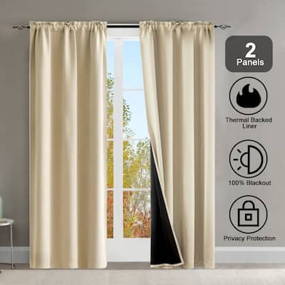 Pro Space 2 Panels Thermal Room Blackout Rod Pocket Curtain