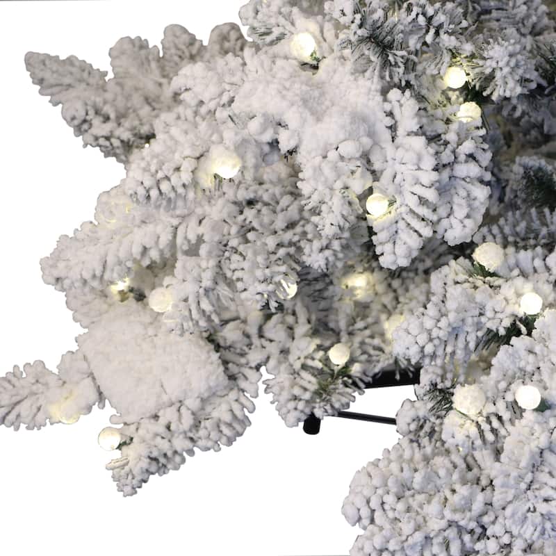 Puleo International 6.5 ft. Pre-Lit Flocked Whistler Artificial Pine Tree