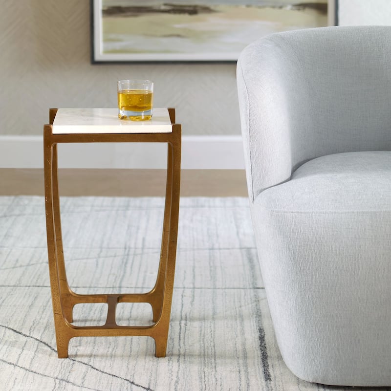 Marble Top Accent End Table - 22" - White