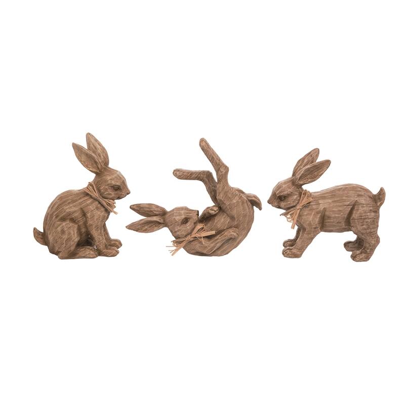 Transpac Resin Carved Bunny Figurine Set of 3 Spring Home Decorations