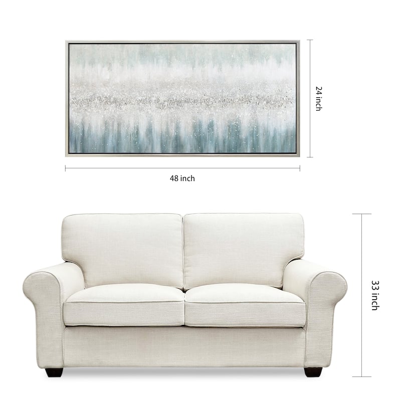 Silver Mist Textured Glitter Hand Painted Framed Canvas Wall Art