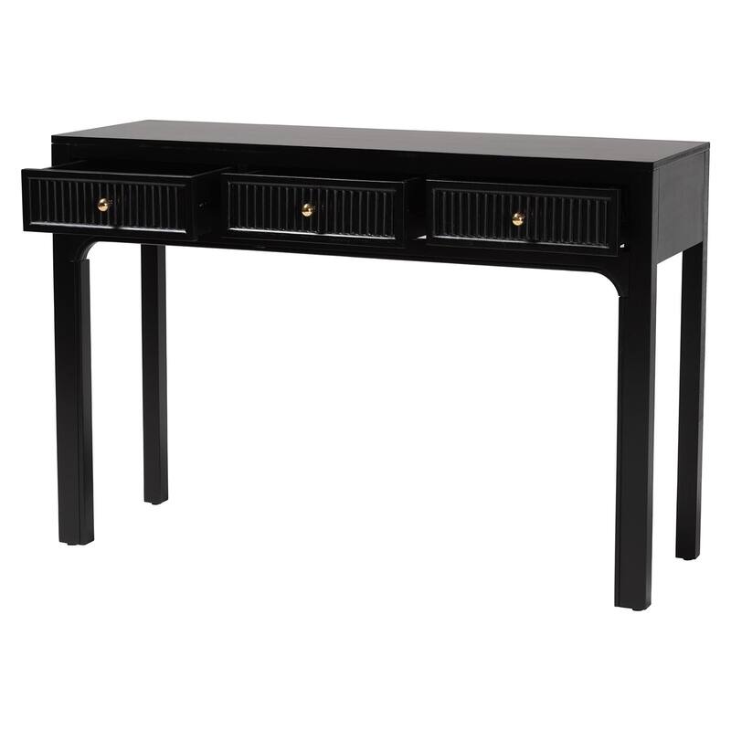 Leah Console Table - 3-Drawer Accent Table with Fluted Wood Detailing for Living Room, Hallway, or Entryway