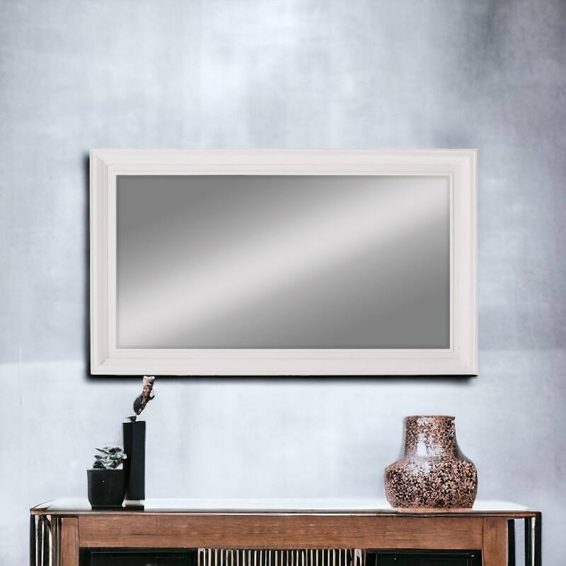 HomeRoots 28" White Rectangle Wall Mounted Full Length Hanging Mirror - 47.24