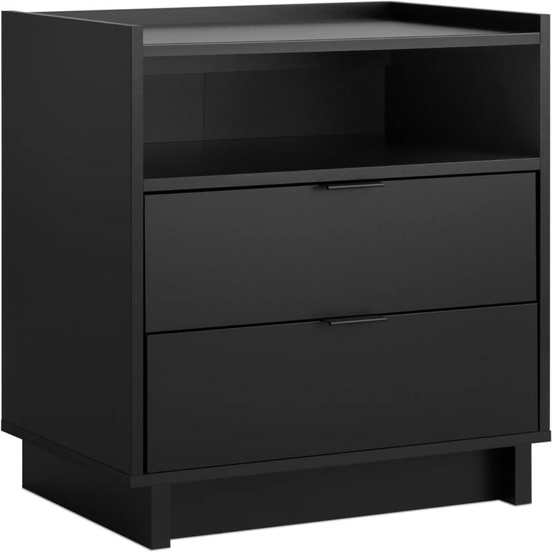 2 Drawer Nightstand Simple Black