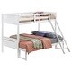 preview thumbnail 4 of 35, Contemporary Twin over Full Bunk Bed with Masculine Style Frame, Angled Ladder, Guardrails and Convertible Design