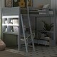 preview thumbnail 20 of 33, Full Size Loft Bed with L-shaped Multi-storage Desk, LED light & USB Charging Station, Wooden Loft Bed Storage Bench w/2 Drawers