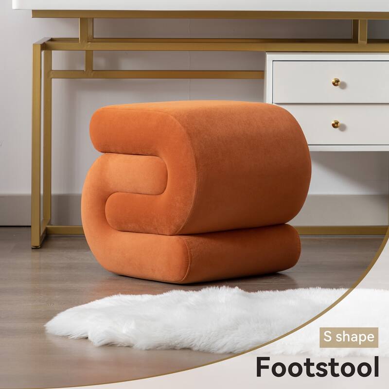 Sshape Velvet Fabric Ottoman Makeup Stool Footstool,