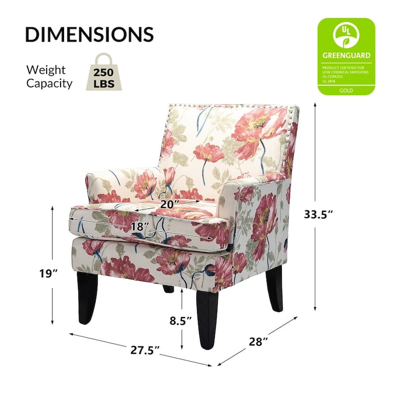 Akorda Classic Armchairs with Nailhead Trim and Solid Wood Legs Set of 2 by HULALA HOME