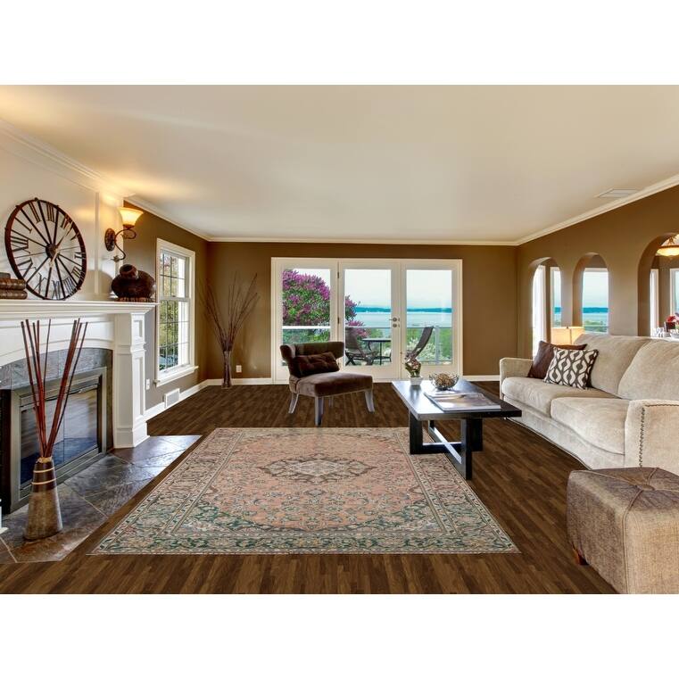 Traditional Mashad Persian Vintage Area Rug Handmade Wool Carpet - 6'5" x 10'1"