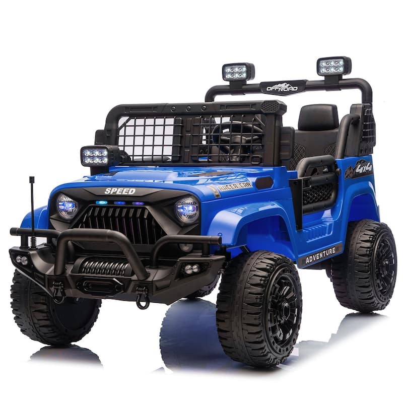Blue Engineering Car Remote Control Kids Ride-On Car with Bluetooth, Electric Car Off-Road Toy Car with LED Lights