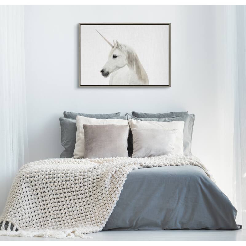 Kate and Laurel Sylvie Unicorn Framed Canvas by Simon Te Tai