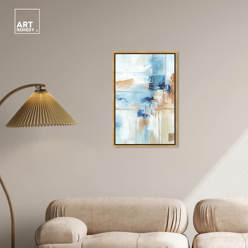 Art Remedy House Of Lines I Framed Blue Abstract 1 Piece Canvas Wall Art