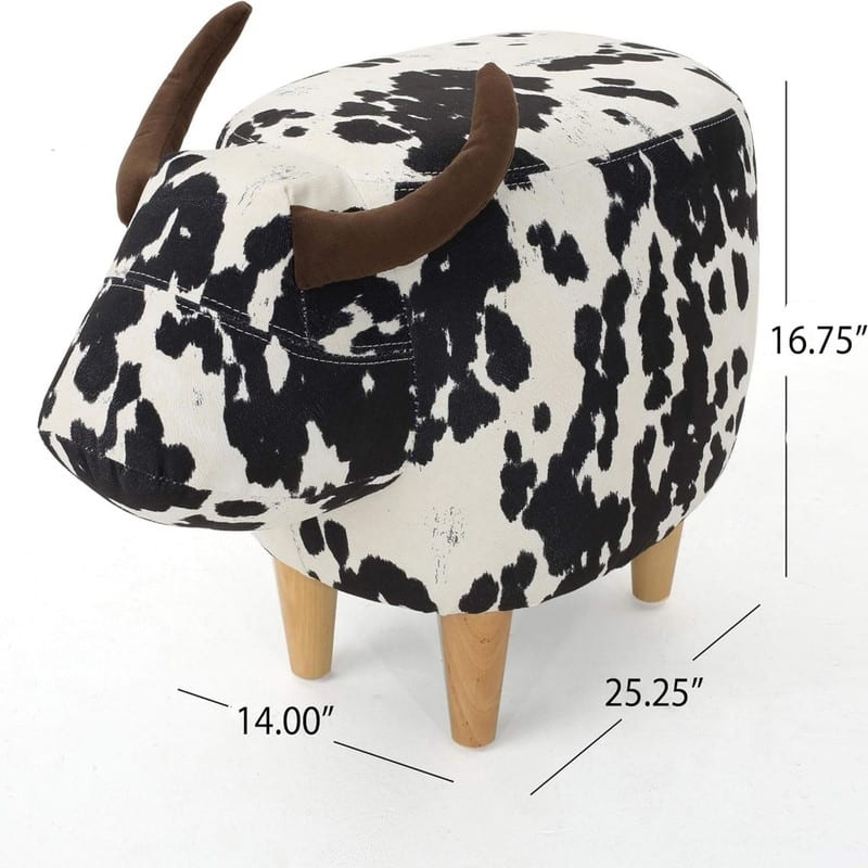 Velvet Cow Ottoman Black And White Cow Hide