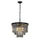 preview thumbnail 6 of 22, 6-Lights Modern 3-Tier Round Fringe Crystal Chandelier - W 20" Black