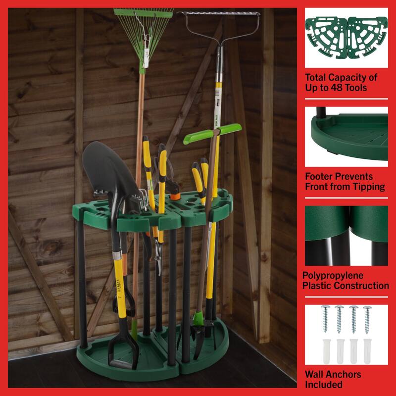 Tool Organizer 2-Pack - Garage Storage Rack - Organize Up to 48 Yard Tools - Corner Rack for Home or Shed - Racks by Stalwart