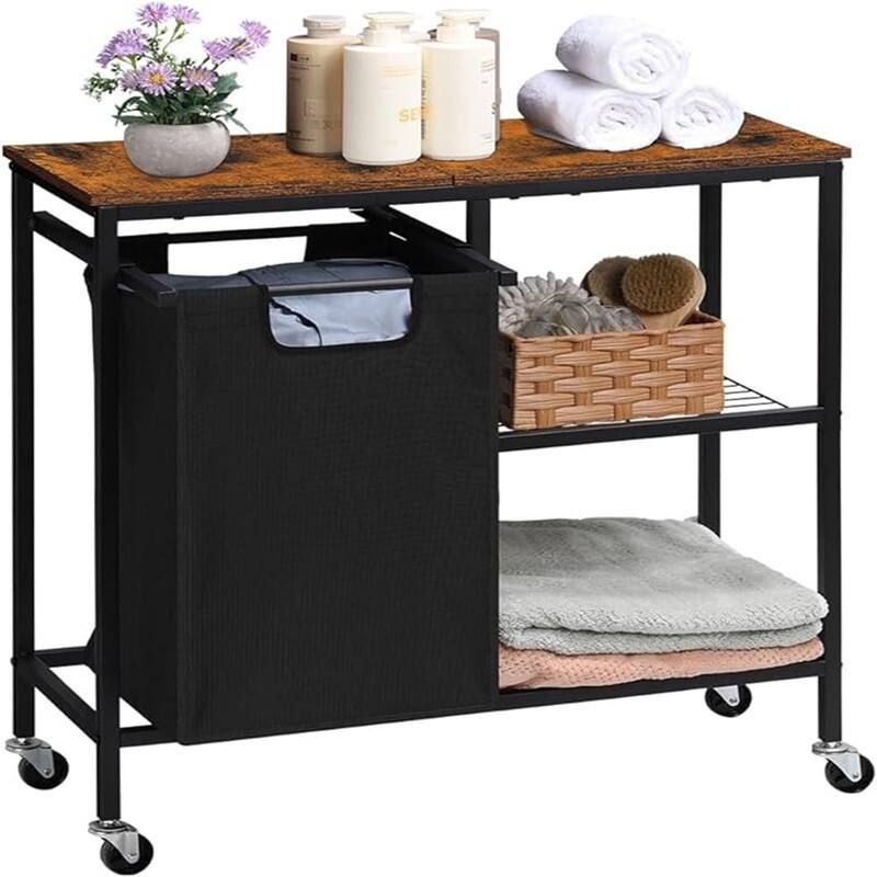 Laundry Sorter with Three Shelf - 29"L x 11.9"W x 30"H - Brown