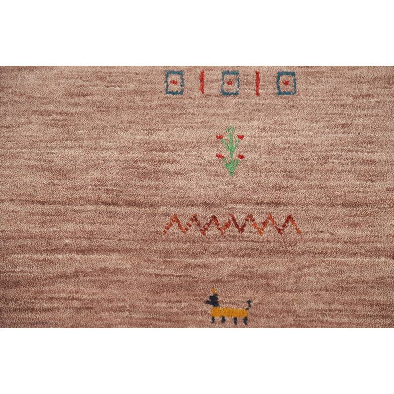 Hand Knotted Oriental 100% Wool Carpet Tribal Animal Pictorial Brown Gabbeh Area Rug - 7' 9'' X 4' 11''