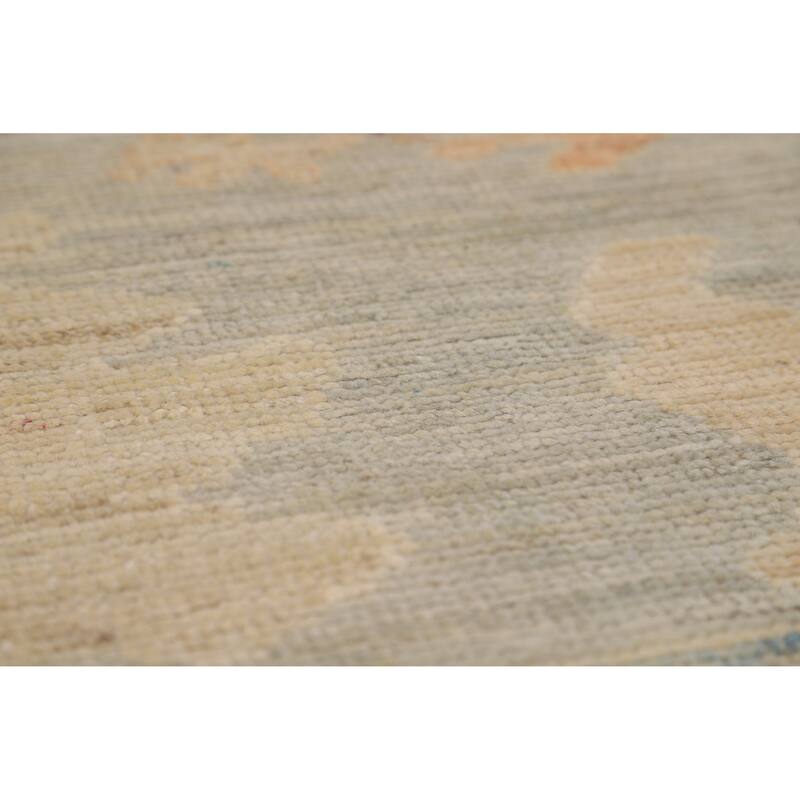 Hand Knotted Oriental 100% Wool Carpet Transitional All-Over Greys & Charcoal Oushak Area Rug - 9' 0'' X 6' 2''