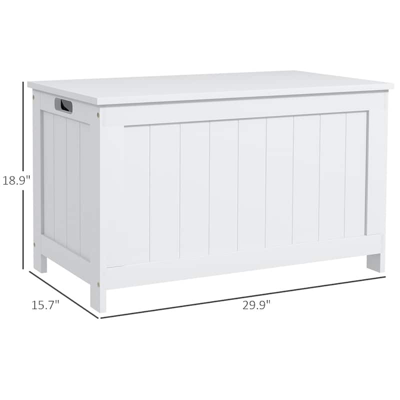 29.9" Wood Storage Box with 2 Safety Hinges and Side Handles
