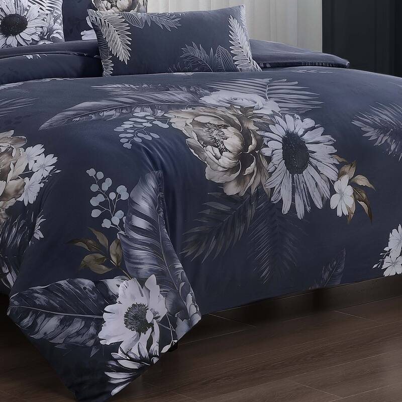 Bebejan Forget Me Not 100% Cotton Sateen 5-Piece Reversible Comforter Set