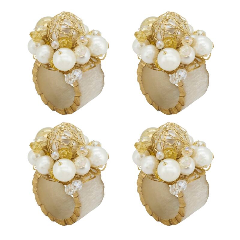 Glitzy Affair Beaded Napkin Ring (Set of 4) - Gold