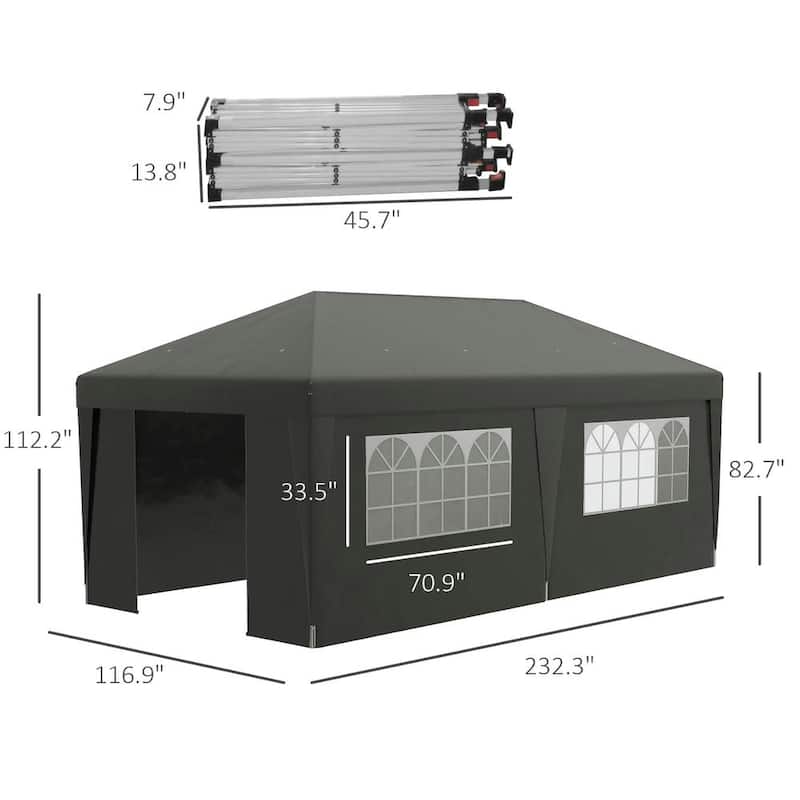 10' x 19.5' Pop Up Canopy Tent Height Adjustable, Leg Weight Bags, Bag
