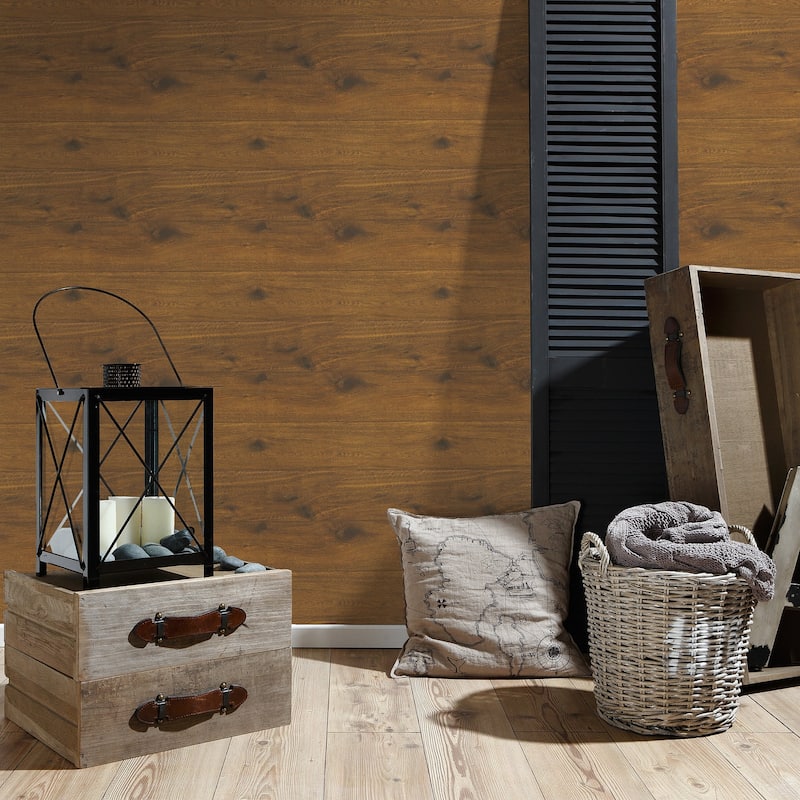 Galerie Wallcoverings Woods and Wicker Collection Knotted Forest Wood Effect Matte Finish Vinyl on Non-woven Wallpaper Roll