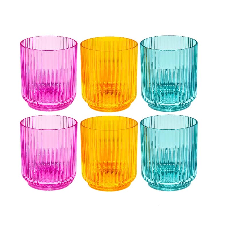 Abode Homewares Mesa Acrylic Drinking Glass - Assorted Colors - 15 oz - Set of 6 - Multicolor