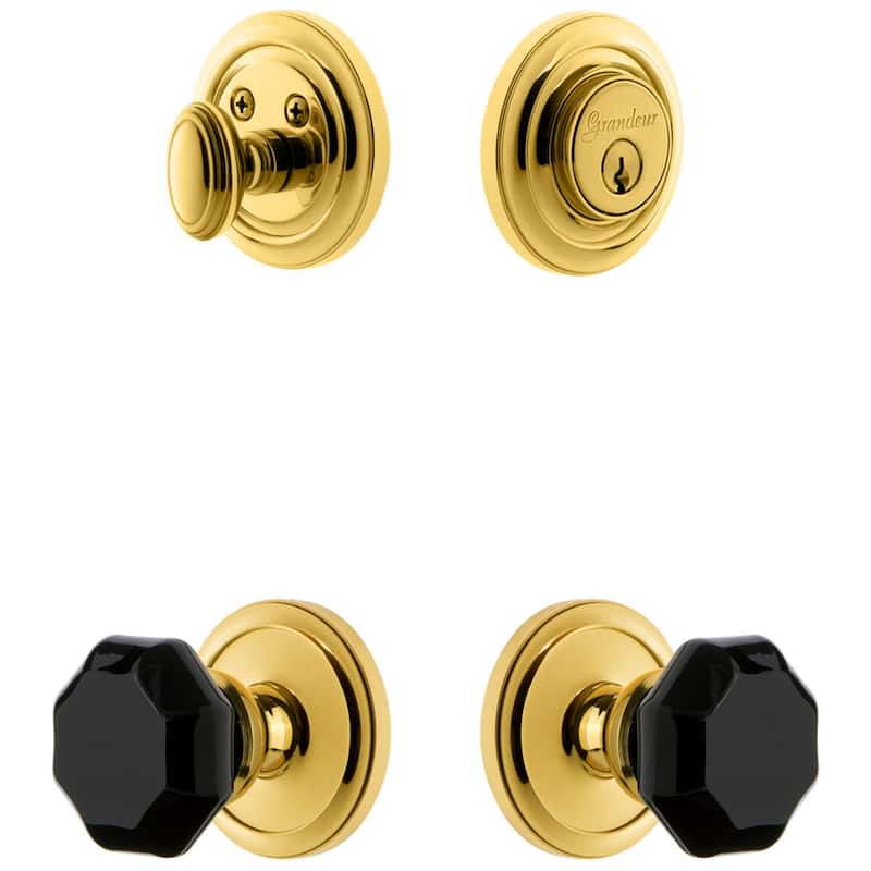 Grandeur Circulaire Solid Brass Rose Single Cylinder Keyed Entry - Lifetime Brass