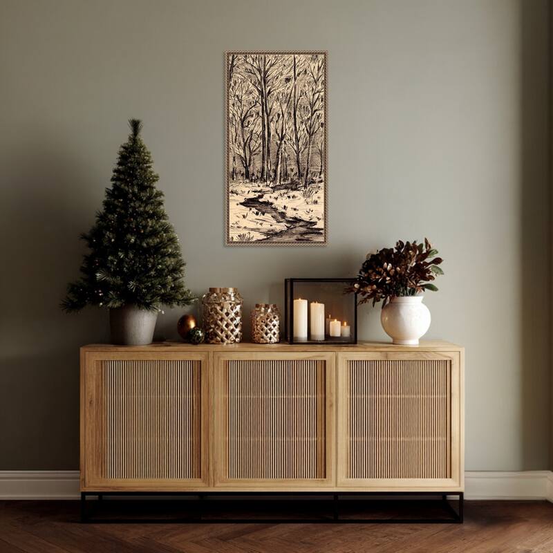 First Sunlight I by Melissa Wang (14 x 27 in.), Framed Canvas Wall Art Print - Sylvie Beaded Dark Gold