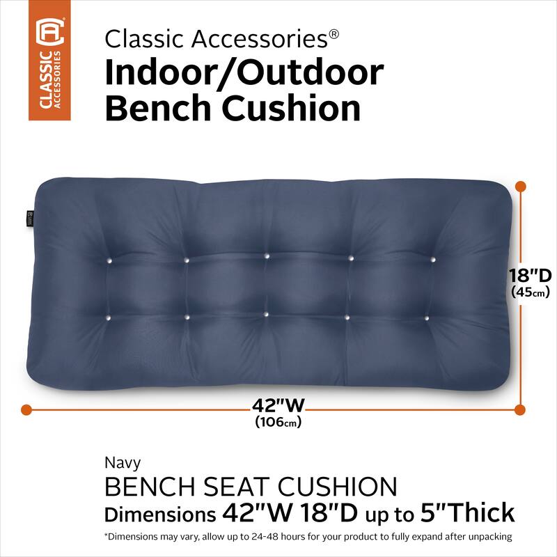 Classic Accessories Water-Resistant Indoor/Outdoor Bench Cushion