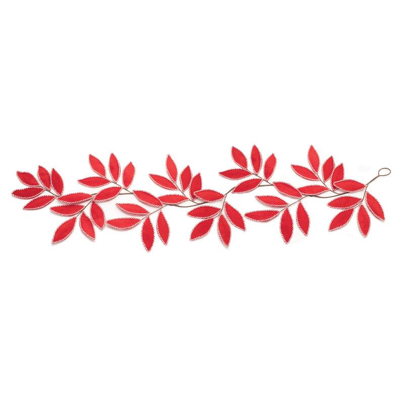 Fabric Leaf Garland (Set of 2) - Red, White