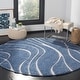 preview thumbnail 90 of 213, SAFAVIEH Florida Shag Sigtraud Abstract Waves 1.2-inch Thick Rug 4' Round - Light Blue/Cream - Round