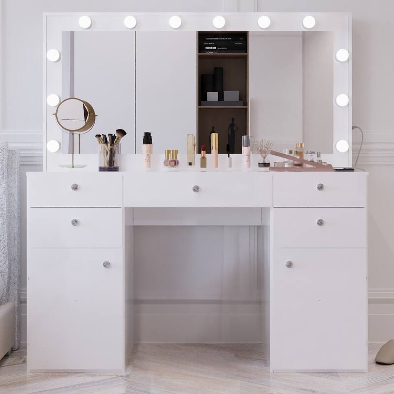 Boahaus Smart Extra-Large Vanity with LED Mirror & Bluetooth Speakers