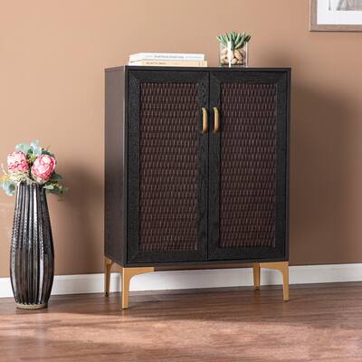 SEI Furniture Home Raintree Transitional Black Wood Bar Cabinet